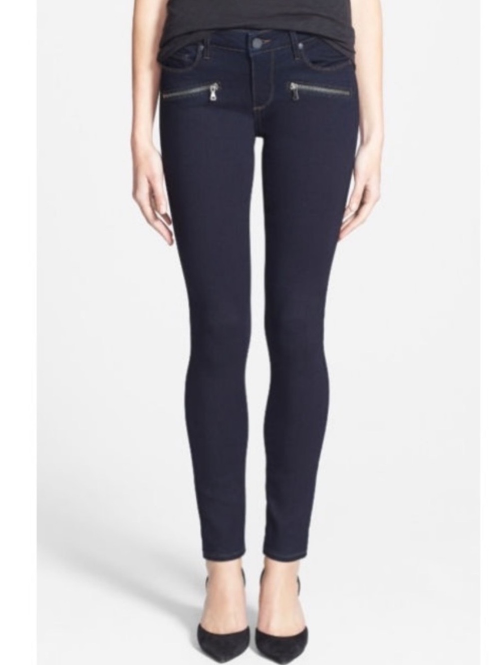 PAIGE NWT Indio Zip Skinny Jeans Macer Dark Indigo Denim New Casual Women’s 27
